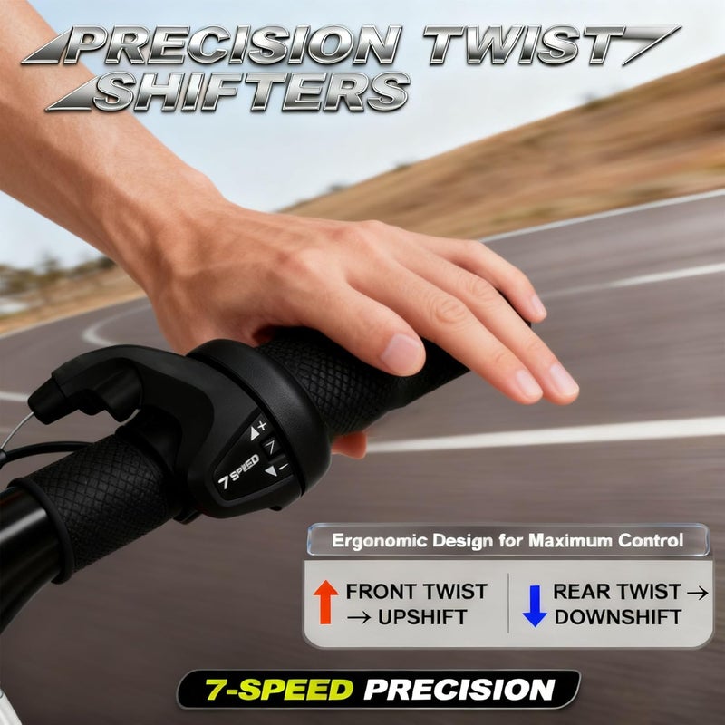 Tailcle Seven Speed Gear Shifter, Gear Shifter 7 Speed Bicycle Revoshift SL-RS25-7R Shift Lever Bicycle Twist Grip for MTB Folding Mountain Bike (RS25-7 Speed Shifter) - Image 5